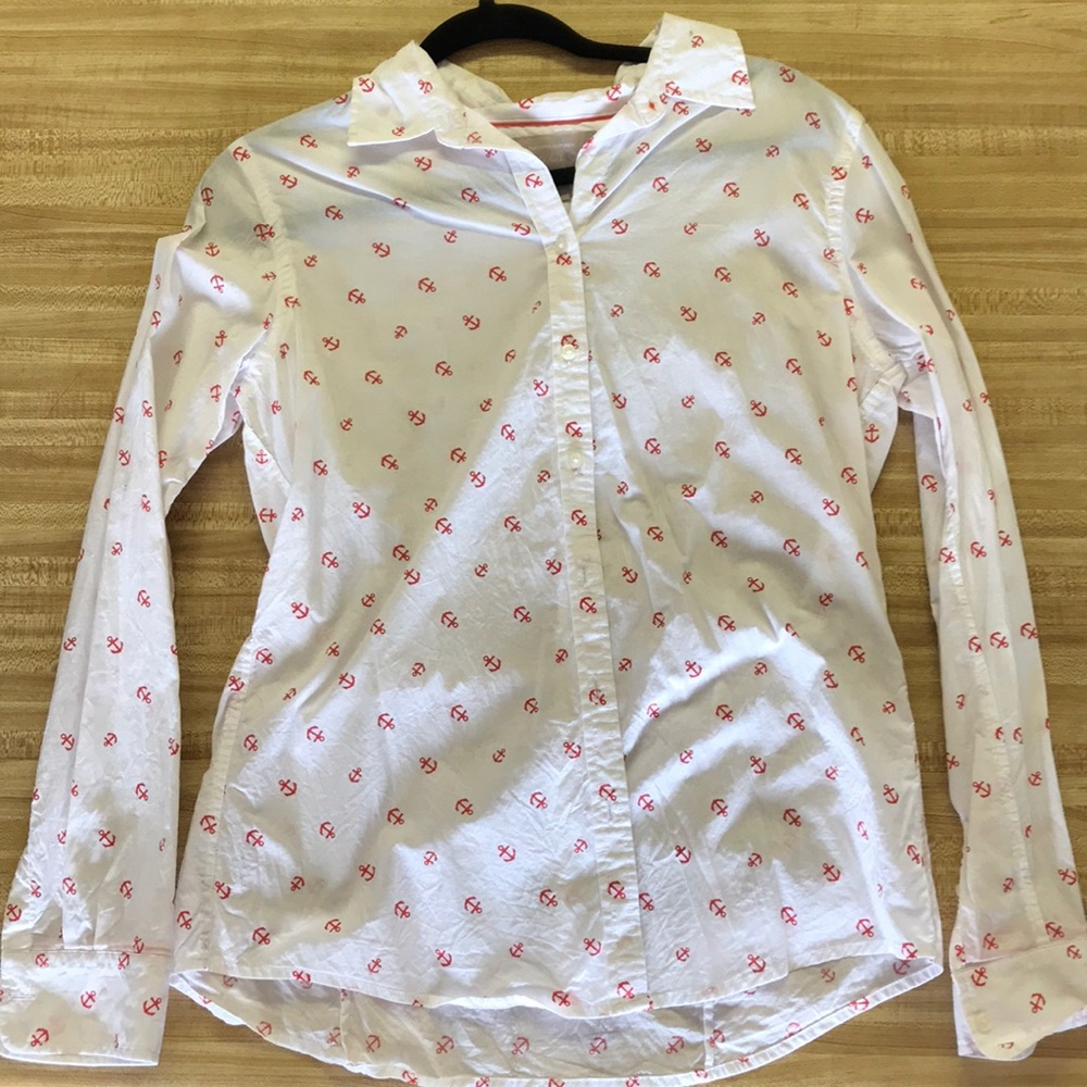 Banana Republic Anchor Tank. White and Red. Med.
